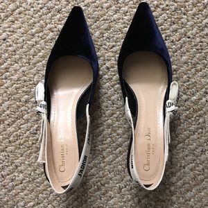 Dior J'adior slingback kitten-heels blue velvet